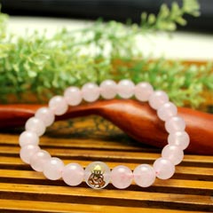 属兔本命佛【文殊菩萨】8MM粉晶手链（女款）